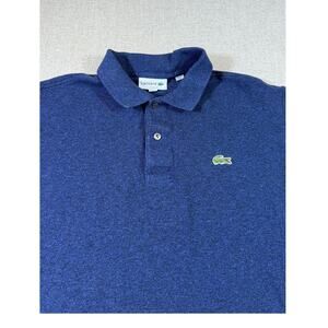 Lacoste Men Large Blue Classic Fit Short Sleeve Preppy College Polo Shirt Casual